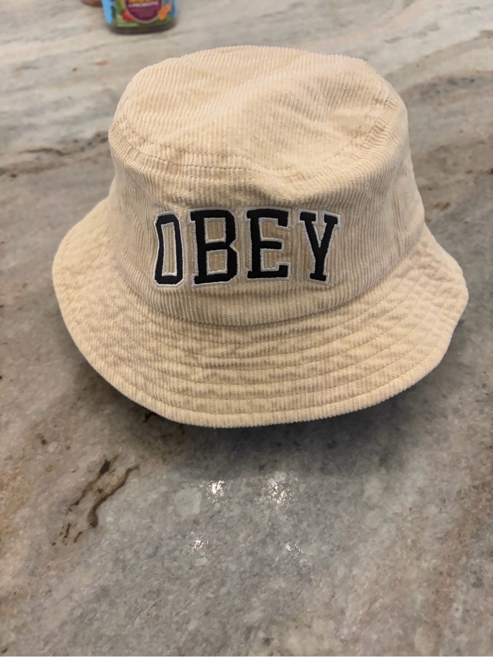 Obey Cream Corduroy Bucket Hat great condition